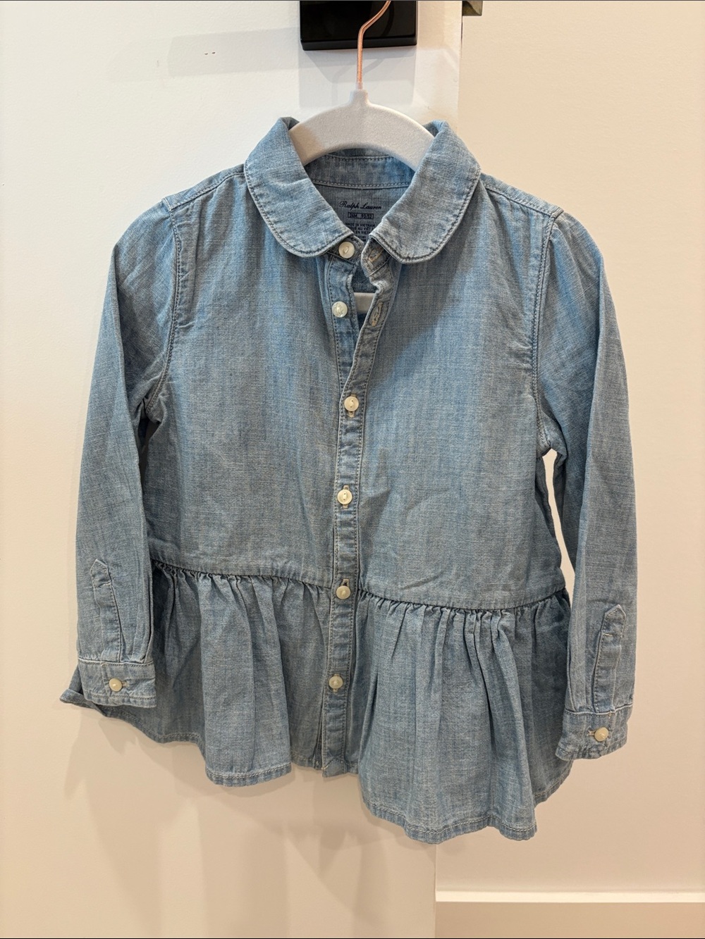 Ralph Lauren Light Blue Denim Peplum Jean Jacket for Kids
